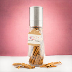 Alba cinnamon bark in stainless steel grinder for warm, aromatic flavor