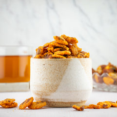Spicy Chana Jor Garam snack in first look packaging with roasted chickpeas