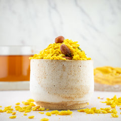 Crunchy Chevda Namkeen blend in artisanal packaging with visible texture