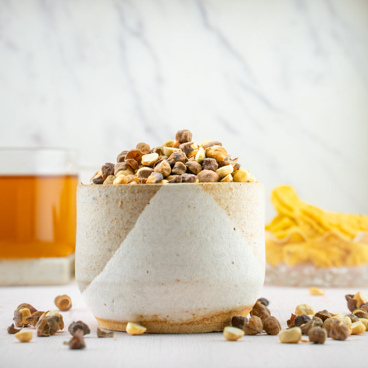 First look at roasted black chickpeas snack — crunchy dark roasted pulses.